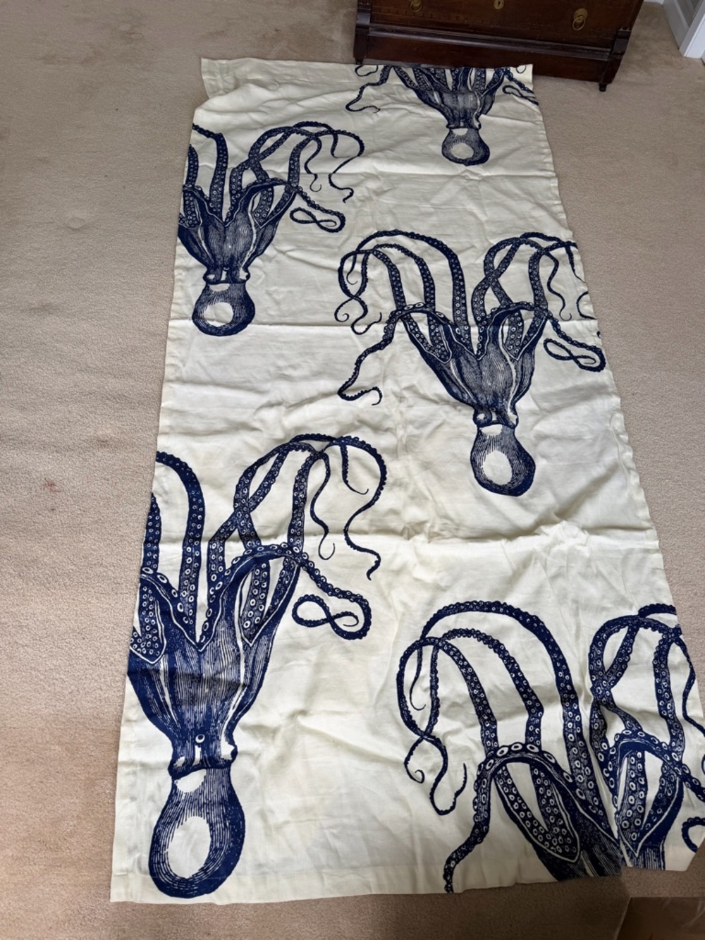 Anthropologie Navy Octopus Print Nautical Curtain